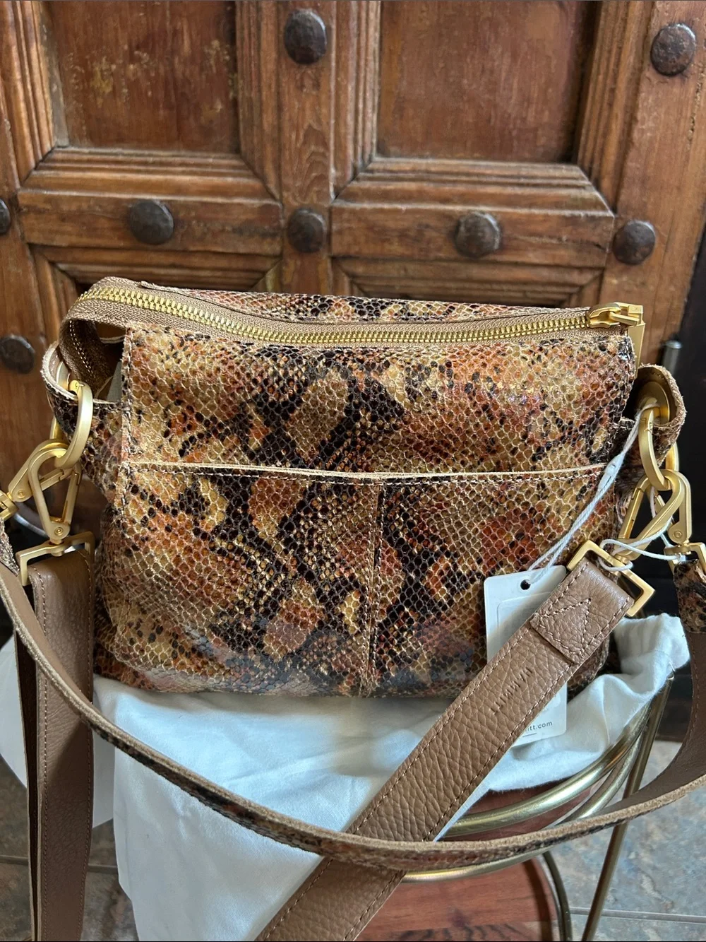 Hammitt Bryant Medium Shoulder Bag in Centerpiece Snake leather, NWT
